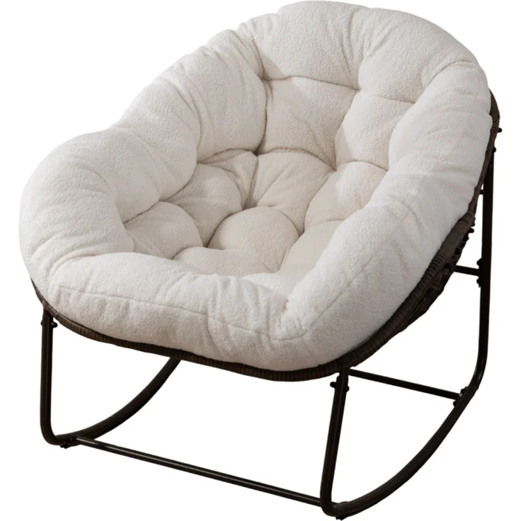 Schaukelstuhl 78x106x90 cm, 1 Stück, weiß, mit Polyrattan und Stahlgestell – Bild 6
