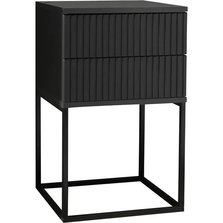 Nachttisch Maike / Marle, Holzwerkstoff, Metall, Anthrazit, Schwarz, 40 x 65 x 39 cm