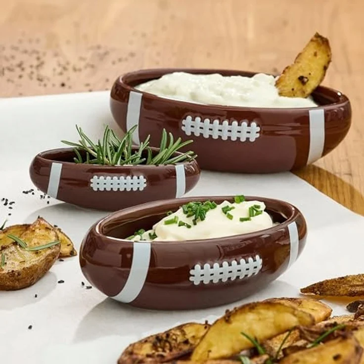 40YARDS Snackschale American Football Snack- & Dipschalen / Schüsseln, Keramik, (3 kleine Schalen: 16, 13, 10 cm) – Bild 6