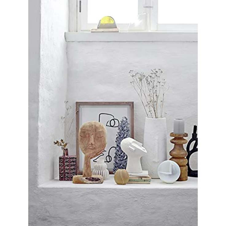 Bloomingville Vase mit Struktur, Steingut in Weiß, 11,5cm x 11,5cm x 14cm – Bild 5