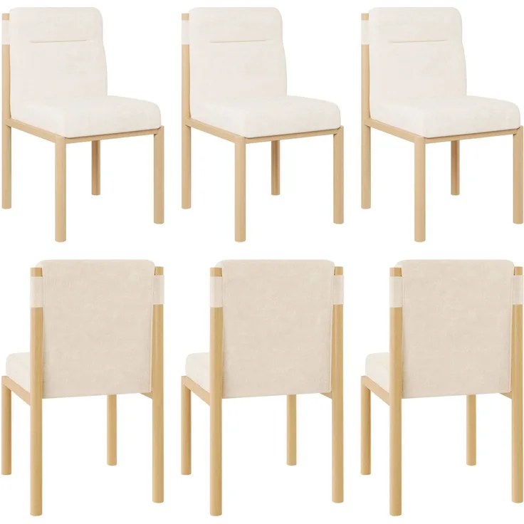 Merax Esszimmerstuhl (Set, 6 St) Eisengestell in Eichenholz-Optik , 6er Set Polsterstühle Wohnzimmerstuhl Sherpa-Stoff Beige