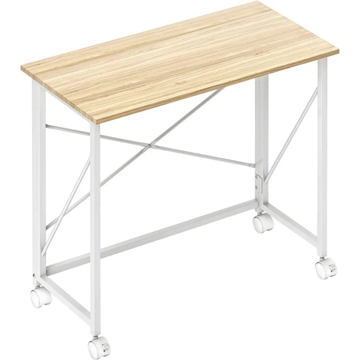 Klappbarer Schreibtisch mit Rollen, 80x40x75 cm, Naturholz – Bild 4