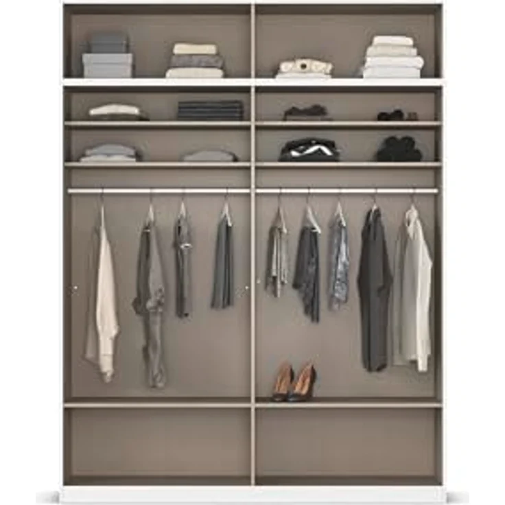Rauch Möbel Lagoa, Kleiderschrank, Garderobe für Schlafzimmer, Kinderzimmer, Jugendzimmer 8-türig, mit Spiegel, 4 Schubladen, mit Zubehör Classic, Farbe Grau metallic, Schwarz, Breite 181 – Bild 8
