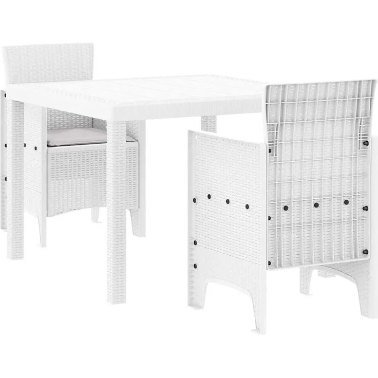 vidaXL Garten Essgruppe 3 pcs Weiß Polypropylen 3378684