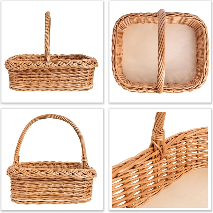 Creative Home Tablett Weidentablett Korbtablett mit Henkel, Boden aus unbehandeltem – Bild 6