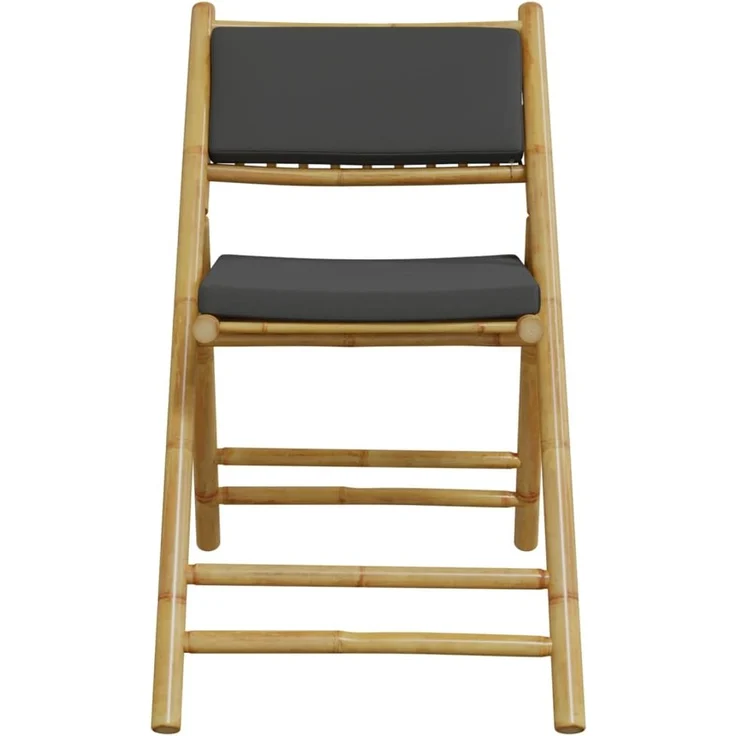 vidaXL Bistrostühle 6 Stk. Klappbar mit Dunkelgrauen Kissen Bambus 3208926 – Bild 3
