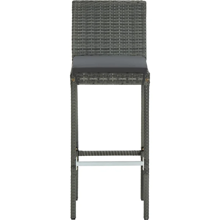 vidaXL Garten-Barhocker mit Kissen 2 Stk. Grau Poly Rattan 316669 – Bild 3