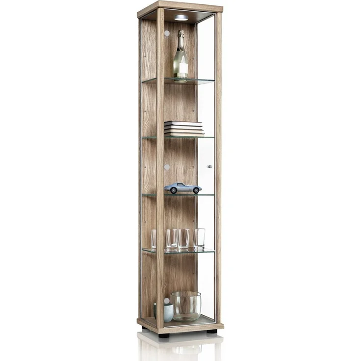 K-Möbel Glasvitrine C1014 (Glasvitrine (176x37x33 cm) mit 1 Glastür) Glasvitrine stehend – Bild 5