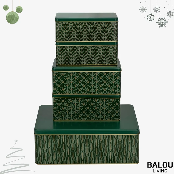 bonsport Keksdose Keksdosen 5er-Set, eckig, Metall, Pattern – Bild 6