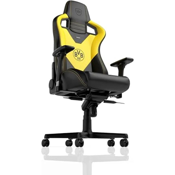 noblechairs Epic Gaming Stuhl, Bürostuhl Ergonomisch, Schreibtisch Stuhl, Kopf- und Lendenstütze, PU-Leder, Entwickelt für Nutzer bis 120 kg und 1,7 Meter Hoch, (Borussia Dortmund Edition) – Bild 7