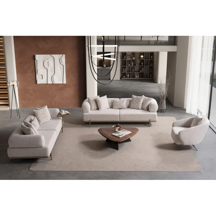 Sitzgruppe/Sofa Set - Wohnzimmergarnitur "Olvina" 3+3+1-Beige