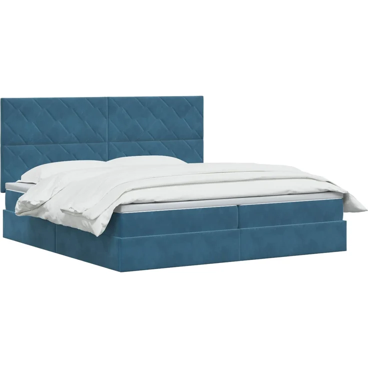 vidaXL Aufbewahrungsbett mit Matratze Dunkelblau 200 x 200 cm Samt 3459775 – Bild 3