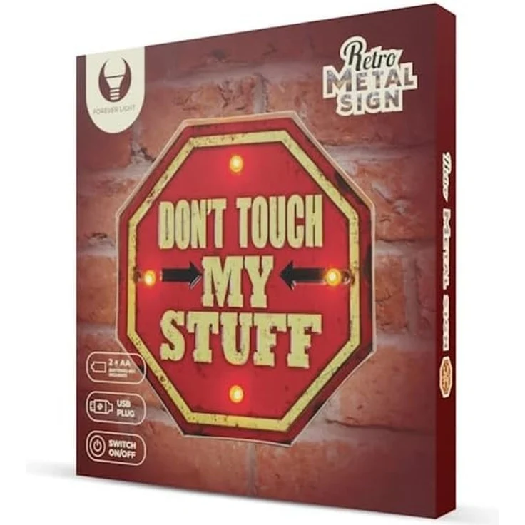 Forever Light Retro Metallschild LED „Don’t Touch“ USB 5V Wanddeko – Bild 6