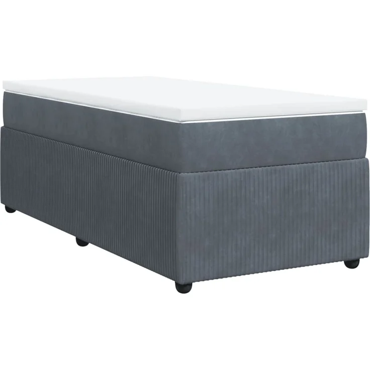 vidaXL Boxspringbett mit Matratze Dunkelgrau 90x190 cm Samt 3285609 – Bild 2