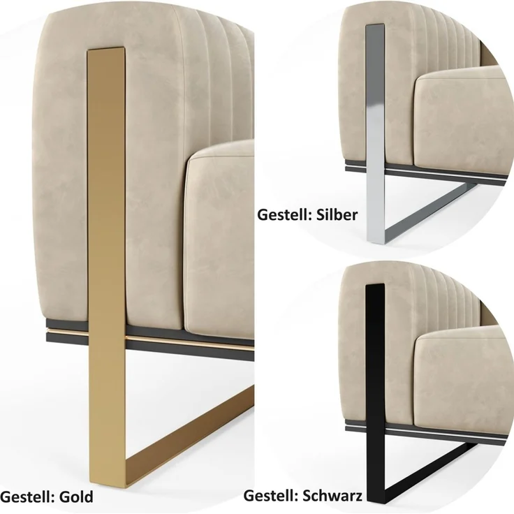Sofaset Designersofas VALERIE 3-2-1 in Stoff Stoff Elisa Velvet Cappuccino – Bild 7
