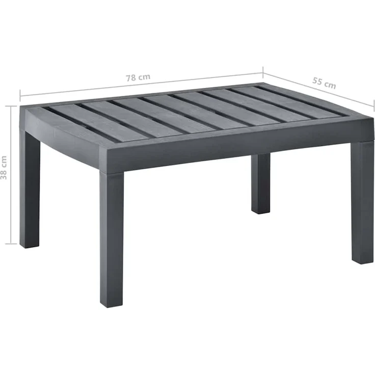 Gartentisch, Balkontisch, Esstisch Anthrazit 78 x 55 x 38 cm Kunststoff – Bild 5