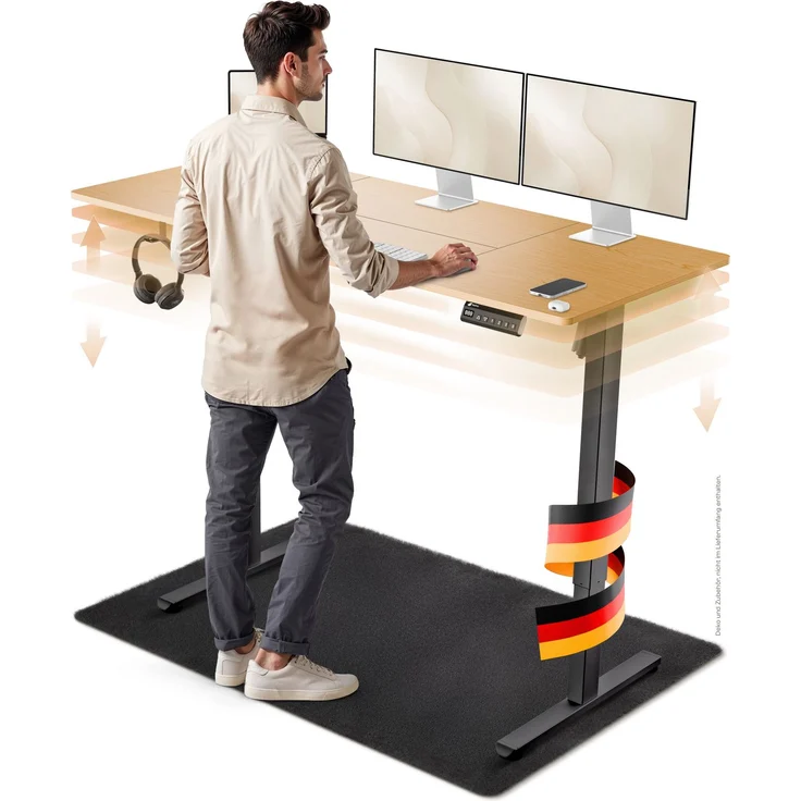 LUTIVO Foxtrot, Höhenverstellbarer Schreibtisch Elektrisch, Memory-Funktion und Kabelmanagement, 140 x 60 cm, Schwarz/Holz – Bild 7