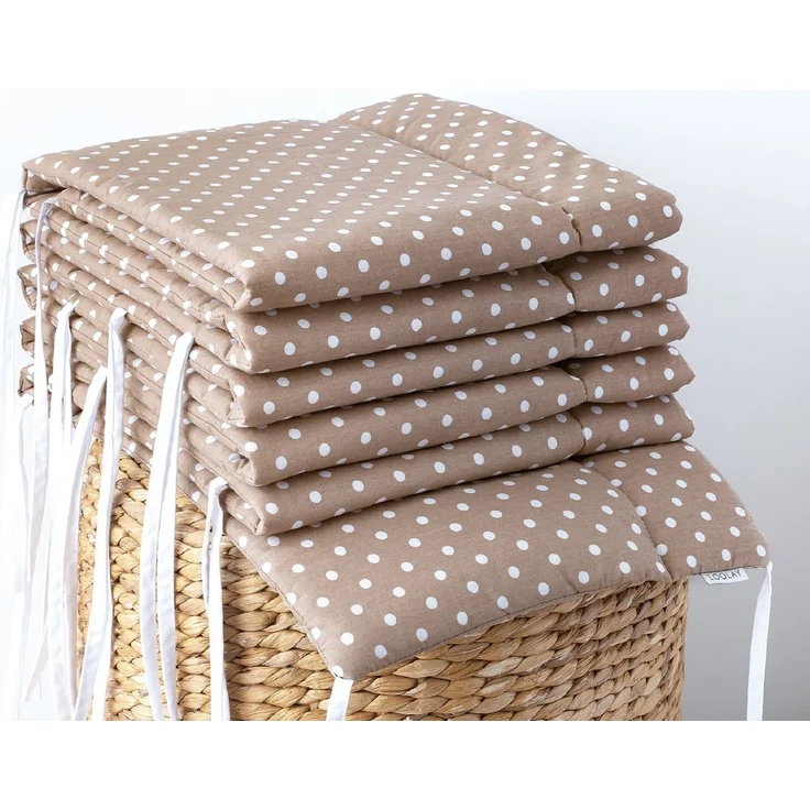 Loolay Bettnestchen Taupe BRAUN Punkte Bettumrandung Babybett 420, 360, 210, 180 x 30cm, (Babynestchen Bettsprossen Kopfschutz Baby Ausstattung Neugeborene Premium GECHENK, 100% Baumwolle Babybett Bettschutzgitter Umrandung), LOOLAY® - 100% Europäische... – Bild 2