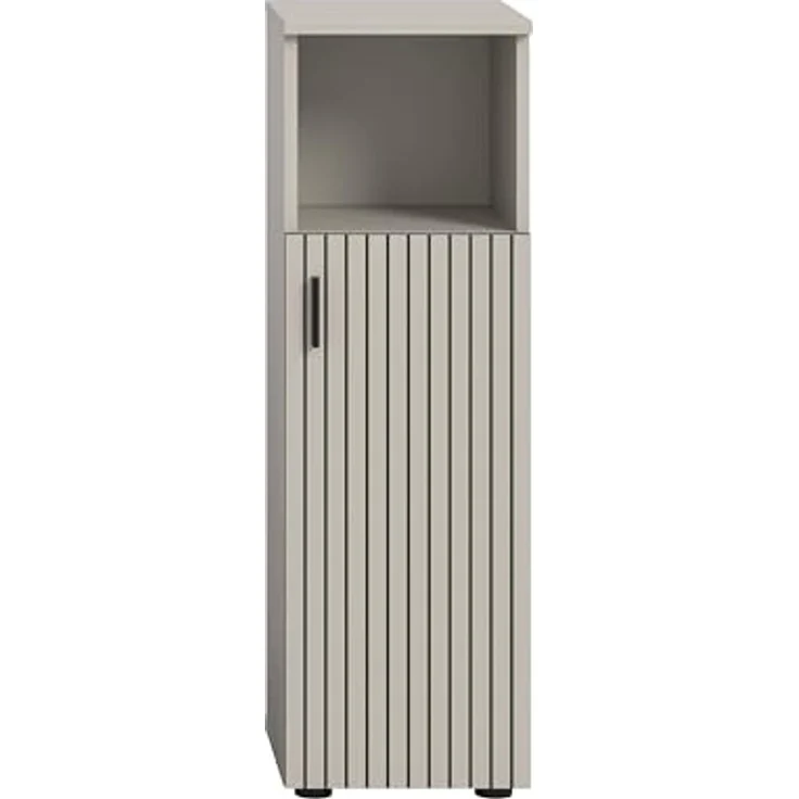 xonox. home – Badschrank Mone 30x95x30 cm in Kaschmir Nachbildung – Kompakter Standschrank mit 1 Tür & offenem Fach – Flexibler Türanschlag, Zeitloses Design & vielseitig kombinierbares Möbelstück – Bild 4