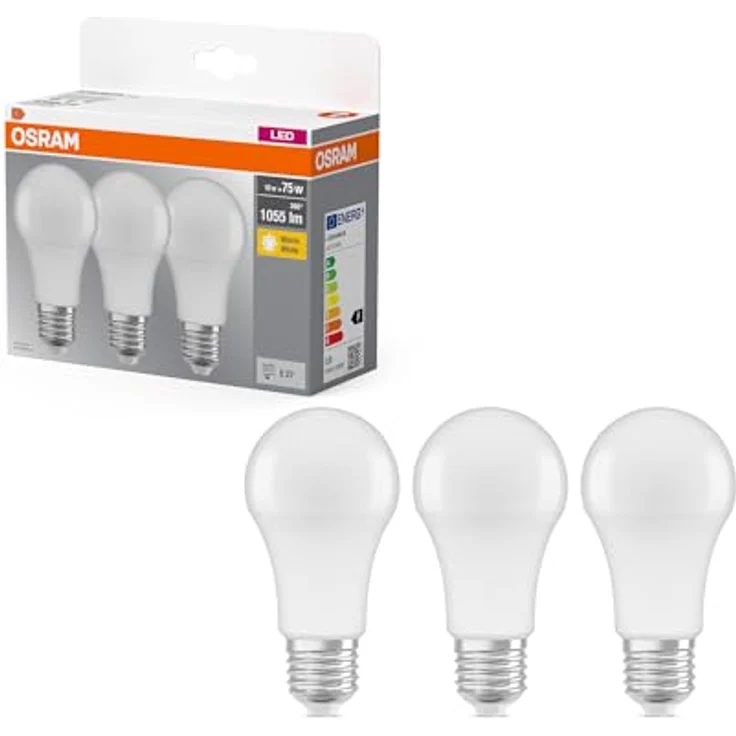 OSRAM LED-Lampe E27 Classic A 10W, matt, 2.700K, 3er Pack, nicht dimmbar – Bild 1