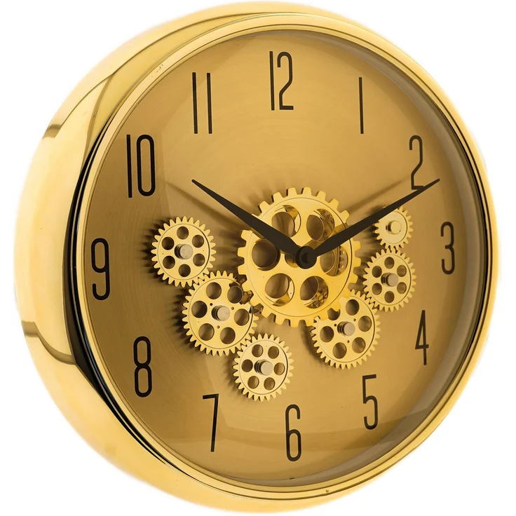 Wanduhr mit Zahnrädern - ø35 x 9 cm, Analog im Industrial-Look Gold – Bild 1