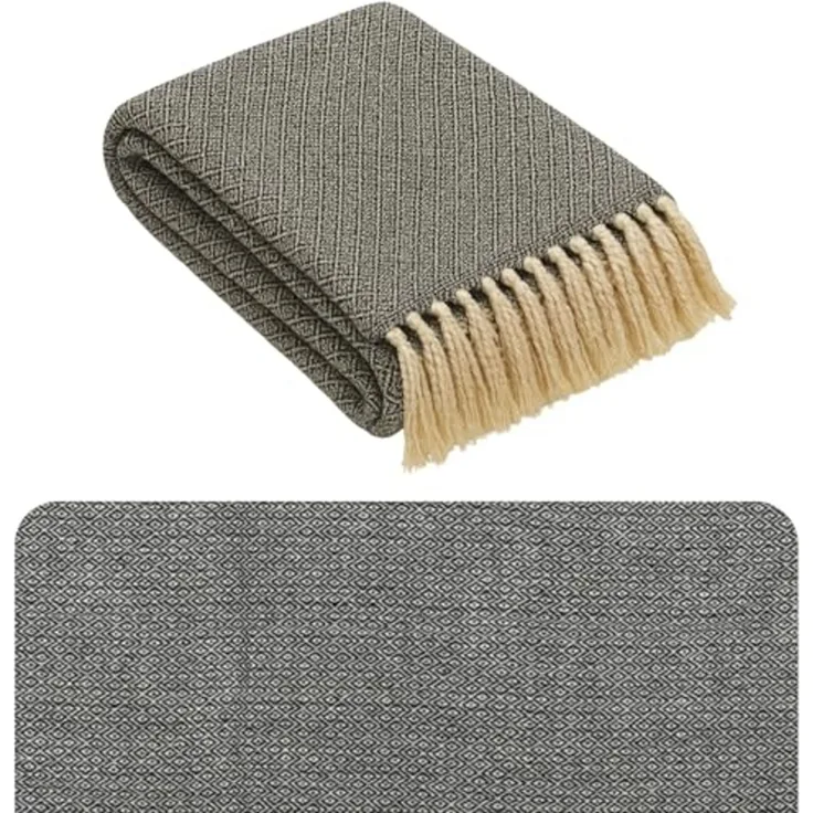 Marrakesch Orient & Mediterran Interior Tagesdecke Calix Tagesdecke Decke Dunkelgrau 125x150 aus Baumwolle, Boho Modern