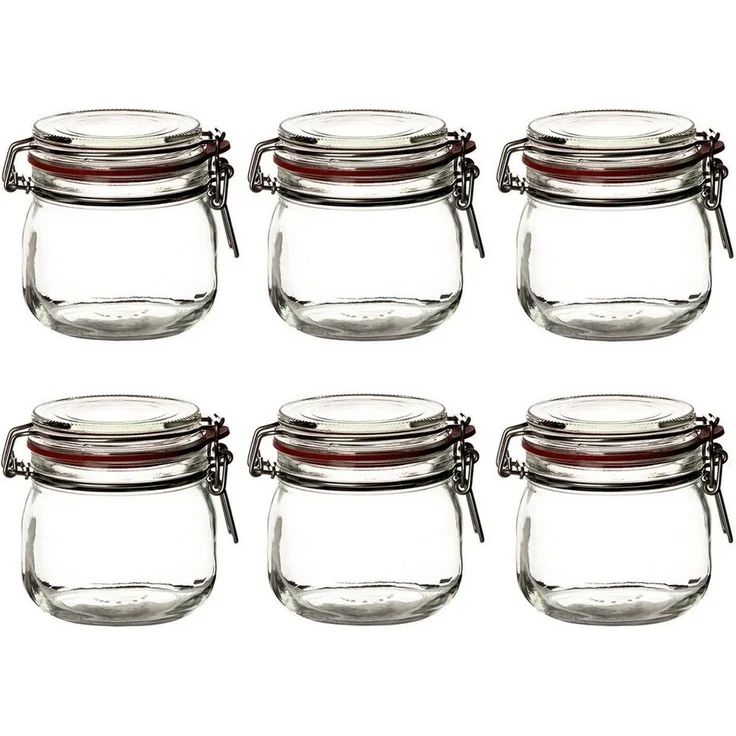 BigDean 6er Set Drahtbügelgläser 600ml - Einmachgläser mit Bügelverschluss - Made in Germany - Einweckgläser, Bügelverschlussgläser, transparent, rund – Bild 5