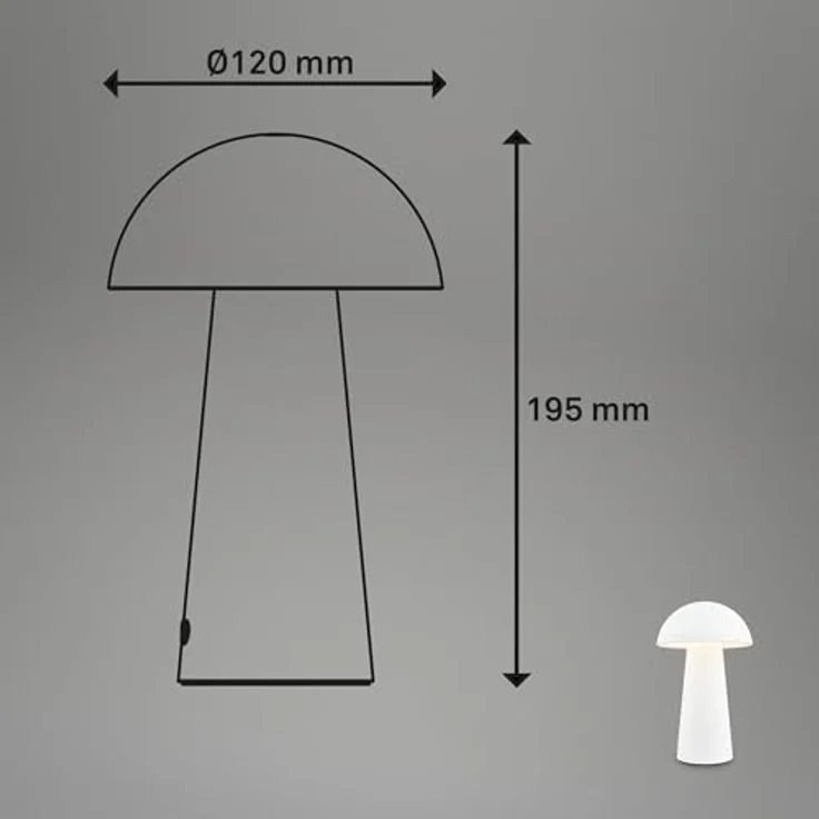 Briloner Mini Tischlampe, kabellos, dimmbar, Touch, spritzwassergeschützt, Weiß, Ø12 x 19,5 cm – Bild 7