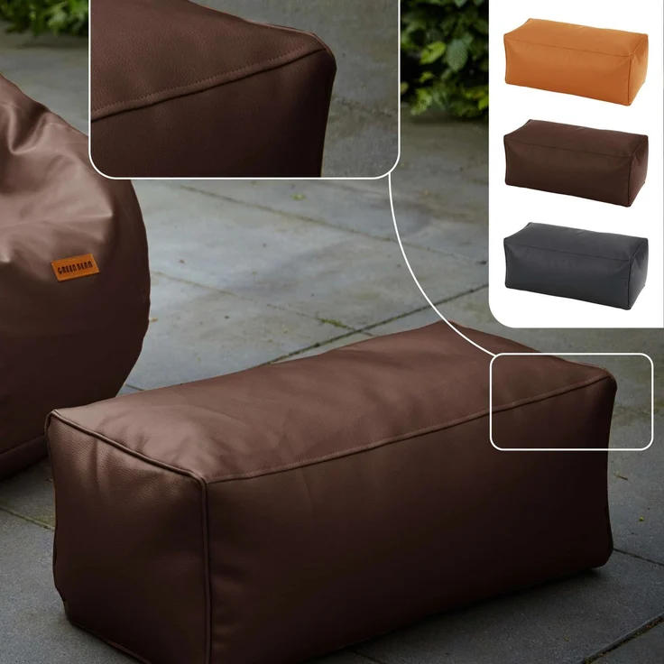 Green Bean® Sitzhocker aus Kunstleder - Pouf mit EPS Perlen Füllung - 70 x 33 x 28cm - perfekte Ergänzung zum Sitzsack - Dunkelbraun – Bild 2