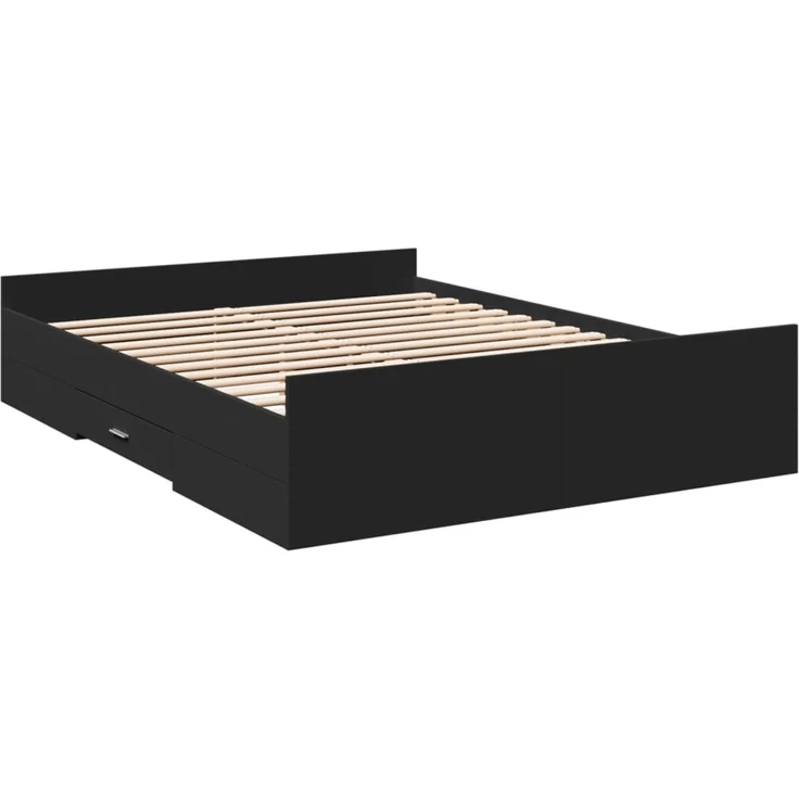 vidaXL Bettgestell mit Schubladen Schwarz 160x200 cm Holzwerkstoff 3280280 – Bild 2