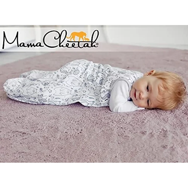 Mama Cheetah Baby Schlafsack 1.0 TOG, Bio-Baumwolle, Tragbare Babydecke, Schlafsack mit 2-Wege-Reißverschluss, Ganzjahres-Baby-Schlafsack, Kleinkind Junge Mädchen Neugeborenes – Bild 6