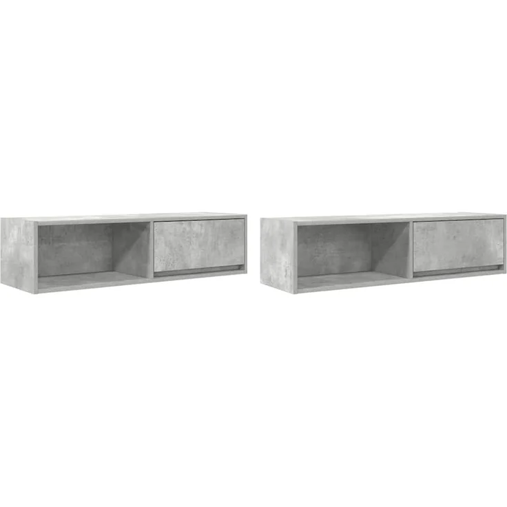2 pcs TV-Schrank, Lowboard Betongrau 100x31x25,5 cm Holzwerkstoff – Bild 2