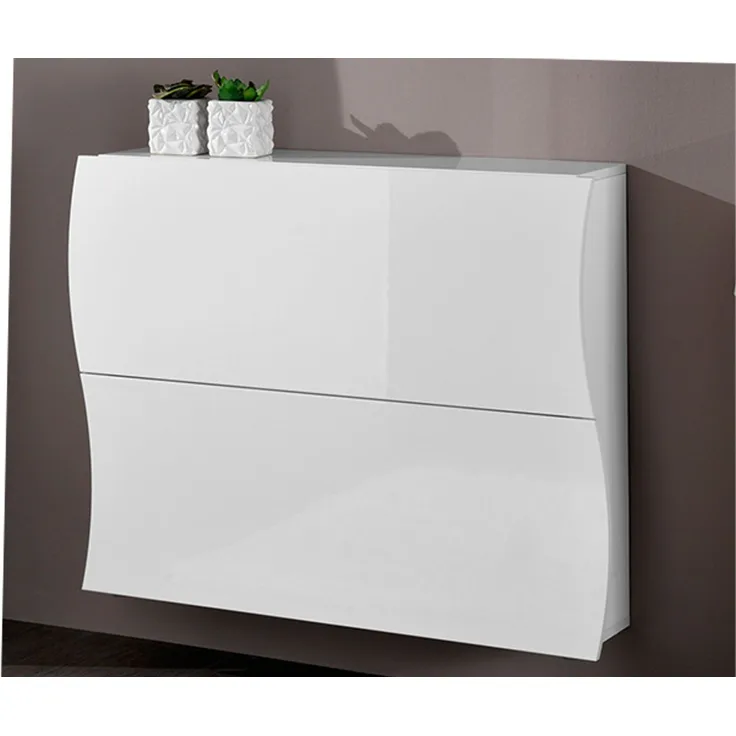 Schuhschrank >Onda< in Weiß/Hochglanz - 101x82x27cm (BxHxT)