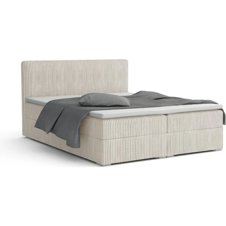 Deine Möbel 24 Boxspringbett LON IV Boxspring Komplettbett Polsterbett Bonellfederkernmatratzen (Cord Beige Creme Grau Dunkelgrau Graphit Schwarz, 3-St, Boxbett Cord Cord-Samt 140x200 160x200 180x200 200x200), inkl. Bettkasten Topper Matratzen H3 H4 – Bild 4