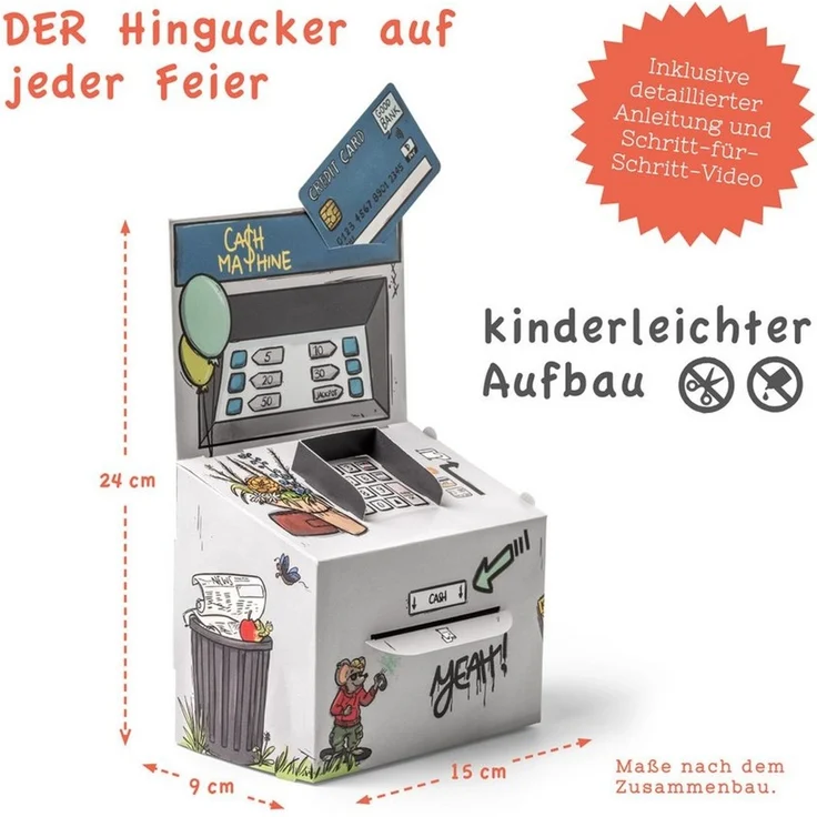 SURPRISA Geschenkbox Geld-O-Mat Geldgeschenk Verpackung – Kreatives DIY Geldautomat, für Geldgeschenke zum Geburtstag, Hochzeit & besondere Anlässe – Bild 3