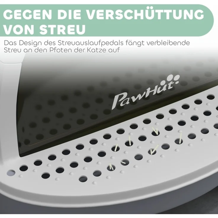 Katzentoilette aus Kunststoff mit Deckel, Schublade & Schaufel, 40,5x52x39 cm, Grau – Bild 6