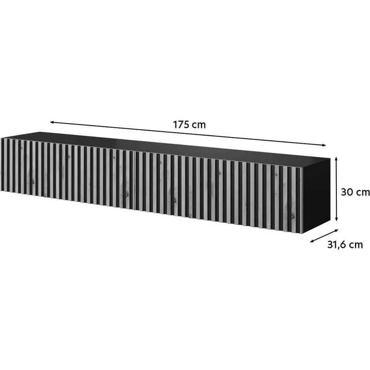 Selsey 'Telire' TV-Hängeboard, Eichenholz-Optik / Schwarz, ca. 30 x 175 x 32 cm – Bild 9