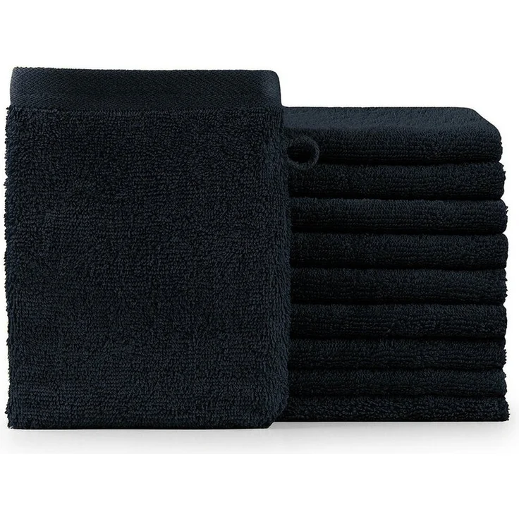 Blumtal Waschhandschuh 10er Set aus Frottee 15x20 cm - weich und saugstark, (Set), mit modischer Bordüre und praktischer Aufhängeschlaufe, 100% Baumwolle – Bild 5