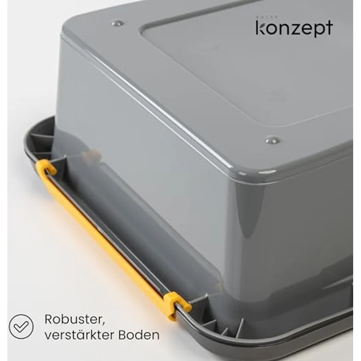 KONZEPT Aufbewahrungsbox mit Deckel, Stapelbox Set 2 Stk. für Keller, Werkstatt, Garage (2er Set), Stapelbare Boxen in verschiedenen Größen – Bild 7