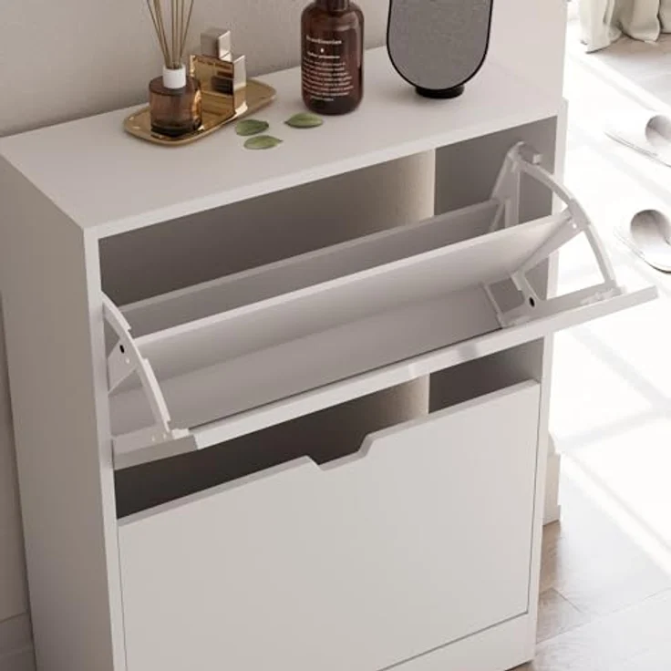 Vida Designs Schuhschrank, Holzwerkstoff, Weiß, 80H x 60W x 24D – Bild 9