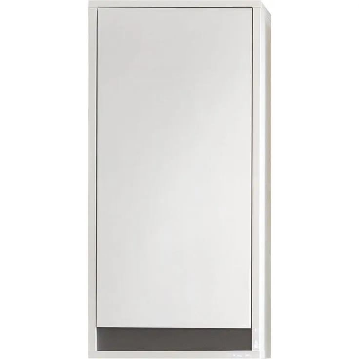 Badmöbel Hängeschrank Hochglanz weiß echt Lack und Alteiche Dekor Sol 35x73 cm