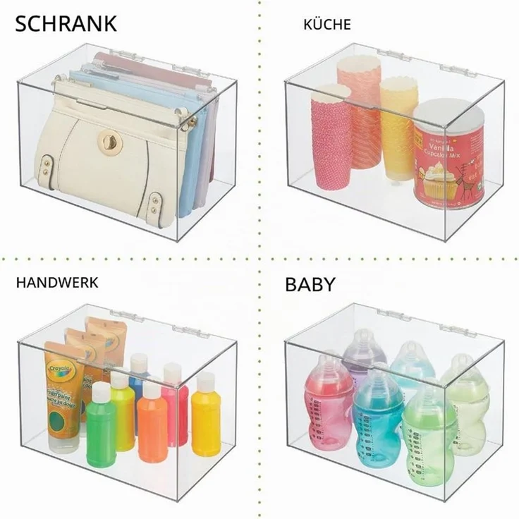 mDesign Kosmetikbox Aufbewahrung Organizer Klappdeckel Kunststoff Transparent – Bild 6