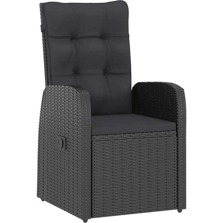 vidaXL 7-tlg. Garten-Essgruppe mit Auflagen Poly Rattan Schwarz 3059346 – Bild 4