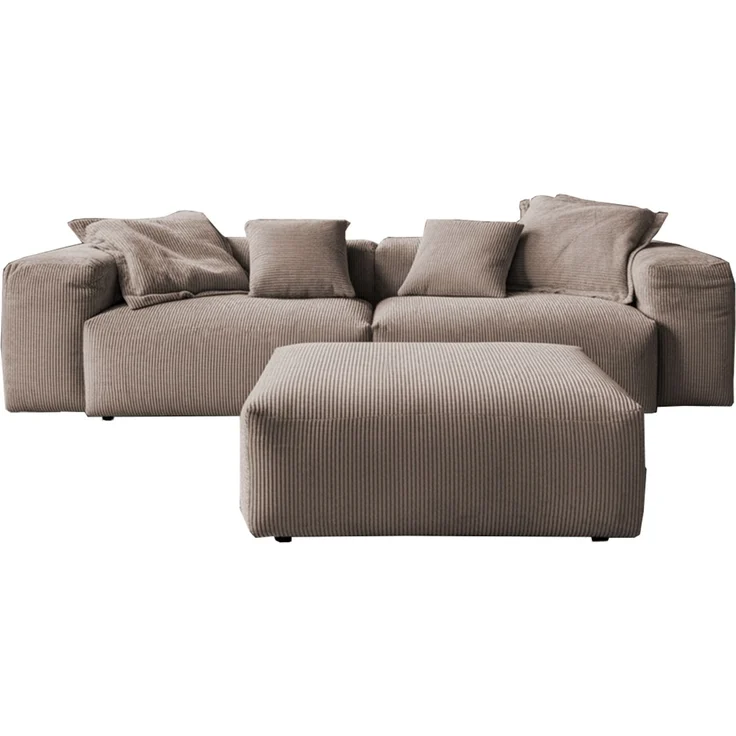 KAWOLA Sofa CELESTE 4-Sitzer mit Hocker Cord taupe 72 x 114 x 302 cm – Bild 3
