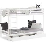 Homestyle4u Etagenbett mit Bettkasten, Kiefernholz weiß, 90x200 cm