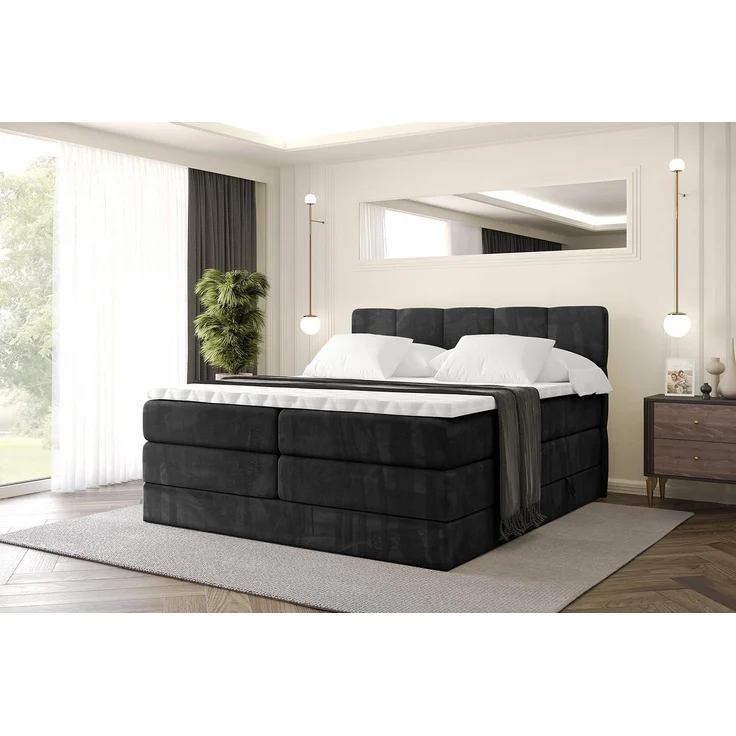 ALTDECOR Boxspringbett LIRO KING (Multipocket-Matratze H4, H3 Matratze Bonellfederung, Topper, Kopfteil) – Bild 1