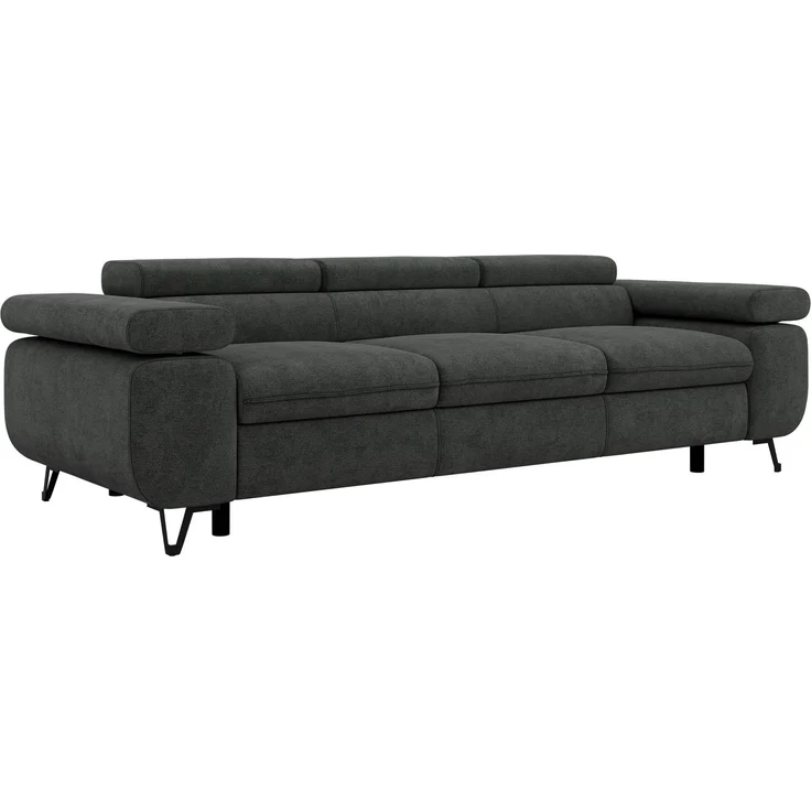3-Sitzer Polstersofa PETER, verstellbaren Armlehnen und Kopfstütze, breite 262 cm, Gepolsterte Couch, Wellenfeder - Dunkelgrau Struktur – Bild 6