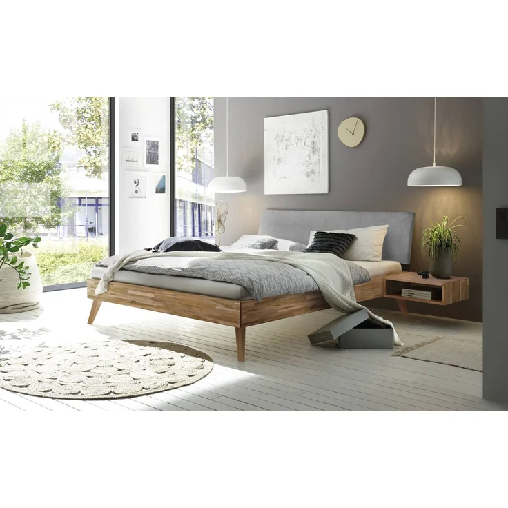 Hasena Massivholzbett Pesaro Kernbuche mit Polsterkopfteil 200x210 cm, Fußhöhe 20 cm – Trento – Bild 2