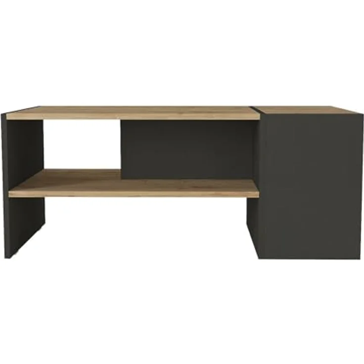 Vente-Unique Couchtisch Velkan, rechteckig, Anthrazit und Holz, 1 Fächer, 60x45x110 cm, ideal für Wohnzimmer – Bild 4