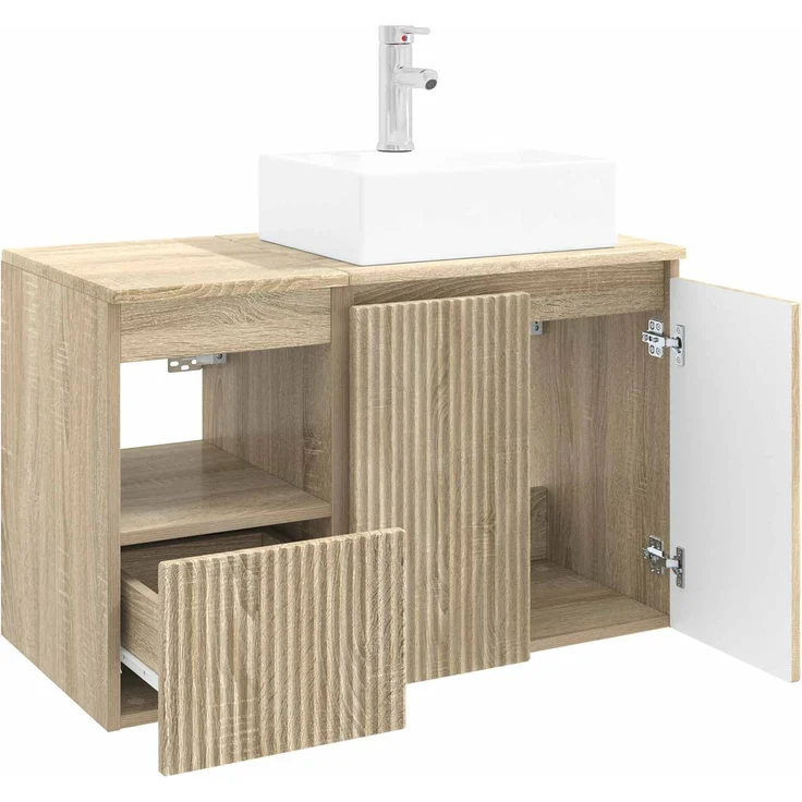 vidaXL Badezimmerschrank-Set 2 stk. Sonoma-Eiche 79,5 x 41 x 79,5 cm 3404056 – Bild 4